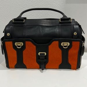 Never used cowhide leather travel bag with hidden jewelry drawers and more!